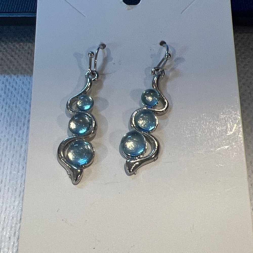 Silver and Blue Swirl Earrings